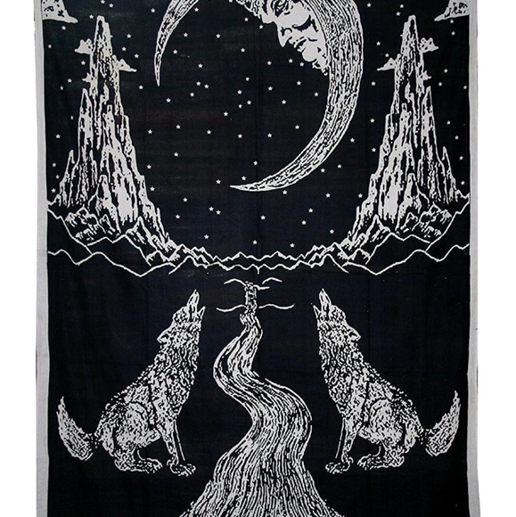 Moon Tarot Card Tapestry Black and White - Picture 2 of 4